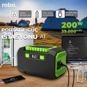 robo 200 W Taşınabilir Güç İstasyonu Güç Kaynağı