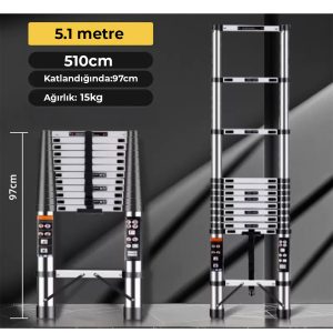 robo Paslanmaz Çelik Katlanır Merdiven 5.1 Metre