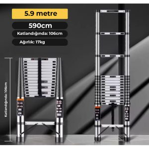 robo Paslanmaz Çelik Katlanır Merdiven 5.9 Metre
