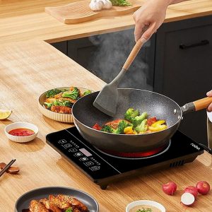 robo 2200W Dijital Dokunmatik Tekli Elektrikli Ocak - Tüm Tencere Tiplerine Uyumlu Siyah Kristal Cam Büyük Boy