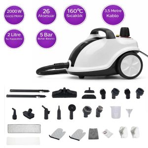 robo Buharlı Temizleyici 26 Parça 2000W Ultra Güçlü Çok Amaçlı Buhar Makinesi